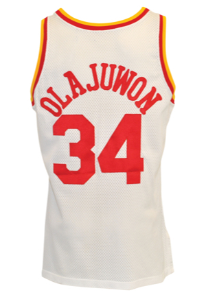 1990-91 Hakeem Olajuwon Houston Rockets Game-Used Home Uniform (2)