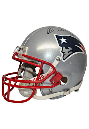2008-09 Wes Welker New England Patriots Game-Used & Autographed Helmet (JSA)