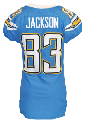 2009 Vincent Jackson San Diego Chargers Game-Used Lot — 11/29 Home Uniform & 10/19 Home Jersey (3)(San Diego Chargers LOAs)