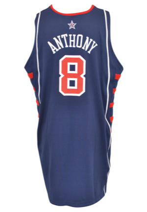 2004 Carmelo Anthony Team USA Olympic Basketball Game-Used Road Jersey