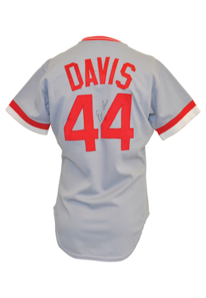 1987 Eric Davis Cincinnati Reds Game-Used & Autographed Road Jersey (JSA)