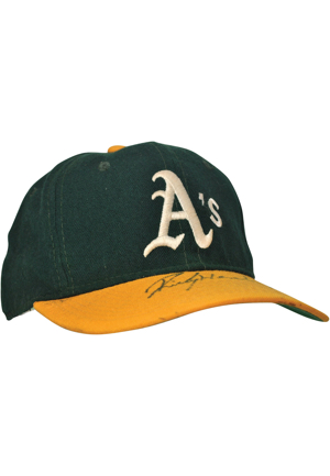 Circa 1994 Oakland Athletics Game-Used & Autographed Cap Attributed To Rickey Henderson (JSA)