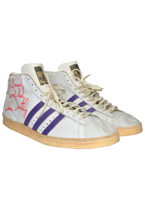 Early 1980s Adrian Dantley Utah Jazz Game-Used & Autographed Sneakers (JSA • Ball Boy LOA)