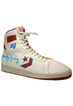 Julius "Dr. J" Erving Philadelphia 76ers Game-Used & Autographed Sneaker (JSA)