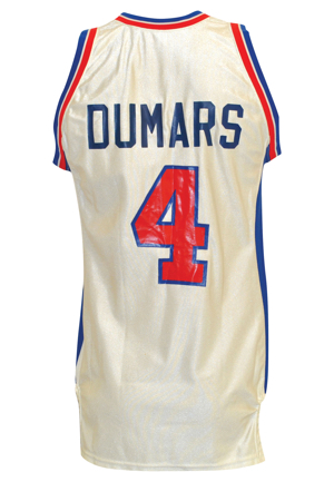 1985-86 Joe Dumars Rookie Detroit Pistons Game-Used & Autographed Home Jersey (Full JSA LOA • Fantastic Triple-Tagged Example)
