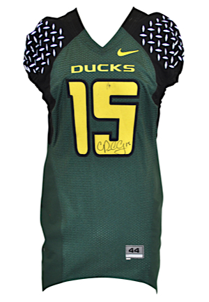 Circa 2007 Patrick Chung Oregon Ducks Game-Used & Autographed Home Jersey (JSA)