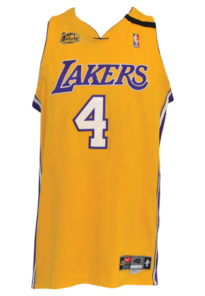6/19/2000 Ron Harper Los Angeles Lakers NBA Finals Game-Used & Twice Autographed Home Uniform (2)(JSA • Championship Season • Wilt Chamberlain Armband • Photo-Matched)