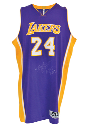 1/7/2015 Kobe Bryant Los Angeles Lakers Game-Used & Autographed Road Jersey (Panini LOA)