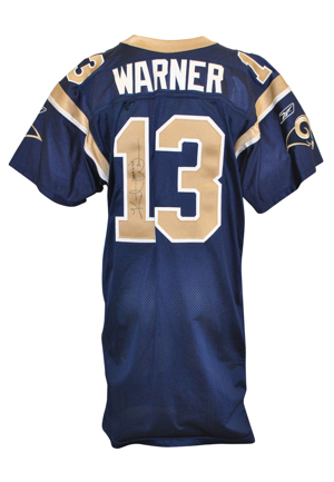 2001 Kurt Warner St. Louis Rams Autographed Road Game Jersey (JSA)