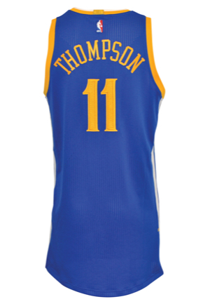 3/30/2016 Klay Thompson Golden State Warriors Game-Used Road Jersey (NBA LOA • 73-Win Season • Photo-Matched To 68th Win & Clutch Three-Pointer To Preserve Streak)