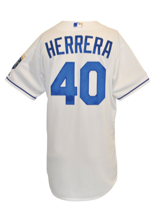 8/7/2015 Kelvin Herrera Kansas City Royals Bench-Worn Home Jersey (MLB Hologram • Championship Season)