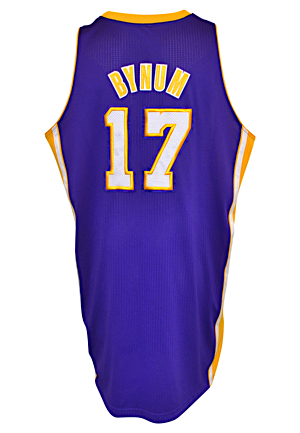 2011-12 Andrew Bynum Los Angeles Lakers Game-Used Road Jersey (Photo-Matched To Games On 2/3 & 2/19)