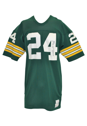 Late 1970s Johnnie Gray Green Bay Packers Game-Used Home Jersey Signed By Willie Wood (JSA)