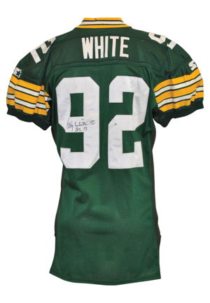 1995 Reggie White Green Bay Packers Game-Used & Autographed Road Jersey (JSA • NFC Defensive Player of the Year)