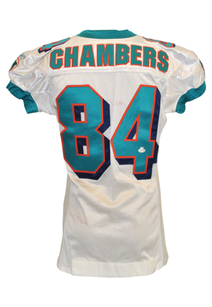 11/25/2001 Chris Chambers Rookie Miami Dolphins Game-Used & Autographed Road Jersey (JSA • PSA/DNA • Photo-Matched • GU A10 • Two-Touchdown Game)