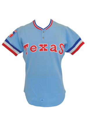 1980 Texas Rangers Game-Used Home & Road Jerseys — Bump Wills Road & Pat Putnam Home (2)