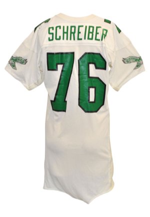 Late 1980s Philadelphia Eagles Game-Used & Team-Issued Jerseys — Albert Foles Road, Adam Schreiber Road, No. 45 Russell Road & No. 13 Harris Road (4)