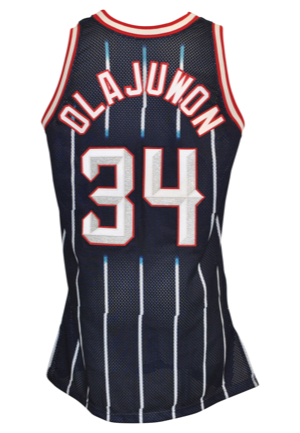 1995-96 Hakeem Olajuwon Houston Rockets Game-Used Road Jersey