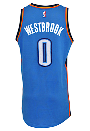 11/14/2016 Russell Westbrook Oklahoma City Thunder Game-Used Road Jersey (Photo-Matched • NBA LOA • Historic Triple-Double Season)