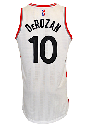 11/29/2015 DeMar DeRozan Toronto Raptors Game-Used Home Jersey (NBA LOA)
