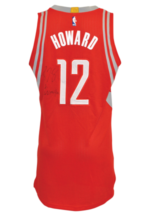 2014-15 Dwight Howard Houston Rockets Game-Used & Autographed Road Jersey (JSA • Built-In Mic Pocket)