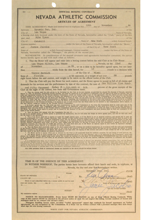 1986 Mike Tyson vs. Trevor Berbick WBC Heavyweight Title Fight Contract Signed By Tyson (Full JSA LOA • Tyson Becomes Youngest Ever Heavyweight Champion)