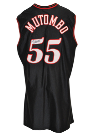 2001-02 Dikembe Mutombo Philadelphia 76ers Game-Used & Autographed Road Jersey (JSA)