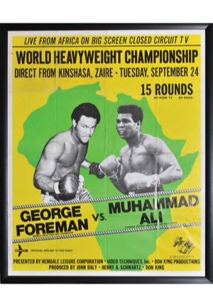 1974 Muhammad Ali Vs. George Foreman "Rumble In The Jungle" Framed 50" x 42" Poster