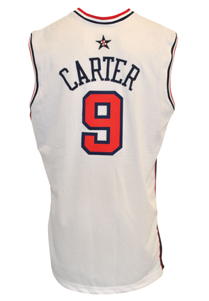 2000 Vince Carter Team USA Mens Olympic Basketball Game-Used White Jersey