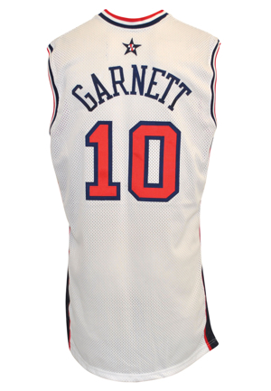 2000 Kevin Garnett Team USA Mens Olympic Basketball Game-Used White Jersey