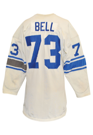 1971 Bob Bell Detroit Lions Game-Used Road Durene Jersey (Rare Chuck Hughes Memorial Armband • Repairs)