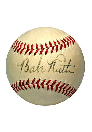 Pristeen 1940s Babe Ruth New York Yankees Single-Signed Official American League Baseball (Full JSA • Gifted To Our Consignor 70+ Years Ago)
