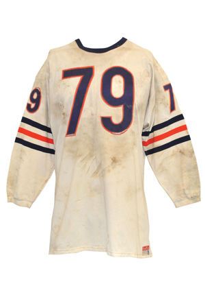 Late 1960s Dick Evey Chicago Bears Game-Used Home Jersey (Sourced From Ed OBradovich • Repairs)