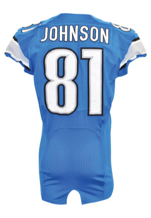 11/22/2012 Calvin "Megatron" Johnson Detroit Lions Thanksgiving Day Game-Used Home Jersey (Detroit Lions LOA • Photo-Matched • Career TD No. 54)