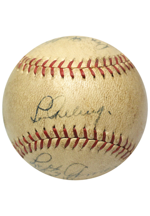 1936 New York Yankees Team-Signed ONL Baseball Featuring Bold Sweet Spot Gehrig (JSA • PSA/DNA • Championship Season)