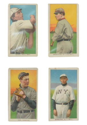 1909-11 T206 Beckett Graded Cards — Rube Marquard, Cy Young, Frank Baker, Jack Pfeister, Addie Joss, Rube Waddell, Roger Bresnahan & Nap Lajoie (8)
