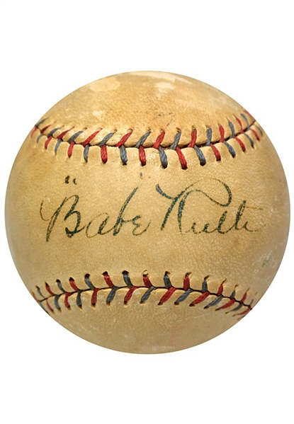1926 High-Grade Babe Ruth Single-Signed Official American League Baseball (Full JSA LOA)