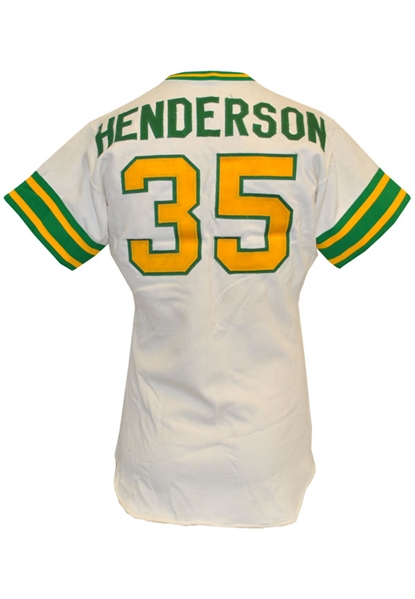 1979 Rickey Henderson Rookie Oakland Athletics Game-Used & Autographed Home Jersey (JSA • Rare)