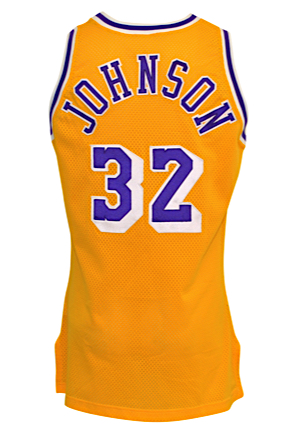 1990-91 Magic Johnson Los Angeles Lakers Game-Used & Autographed Home Jersey (JSA)