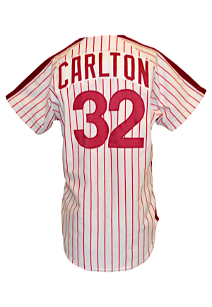 1981 Steve Carlton Philadelphia Phillies Game-Used & Autographed Pinstripe Home Jersey (Full JSA LOA • Gold Glove Award)