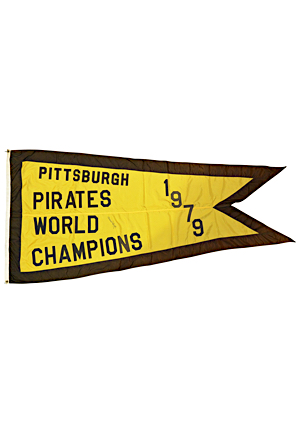 1979 Pittsburgh Pirates World Series Flag Signed By Willie Stargell (JSA • Hung In Three Rivers Stadium)