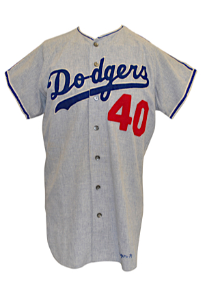1971 Bill Singer Los Angeles Dodgers Game-Used Road Flannel Jersey (One-Year Style)