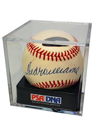 Pair Of Ted Williams Single-Signed OAL Baseballs (2)(JSA • PSA/DNA Encapsulated Graded 9 & 8.5)