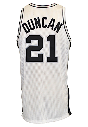 1997-98 Tim Duncan San Antonio Spurs Game-Used Rookie Home Jersey (LOA from Mel Davis)