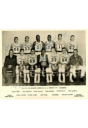 1961-62 Los Angeles Lakers Team-Signed Black & White Photo (JSA • NBA Finals Season)