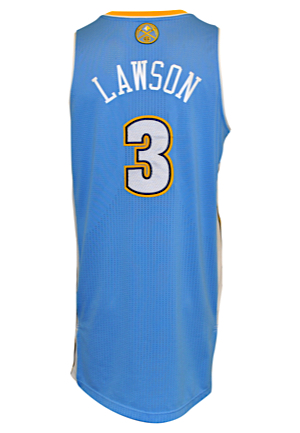 11/16/2013 Ty Lawson Denver Nuggets Game-Used Road Jersey (NBA LOA • Career High 17 Assists)