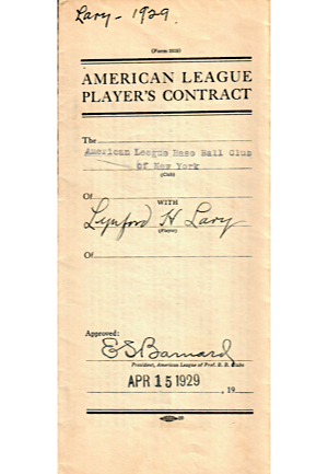 1929-30 Lyn Lary & James Reese New York Yankees Player Contracts (2)(JSA)