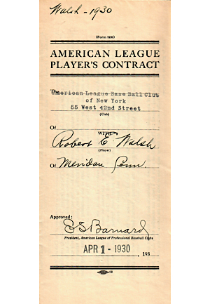 1930 Richard Hoblitzell, Robert Walsh, & Charles OLeary Player & Coach Contracts (3)(JSA)