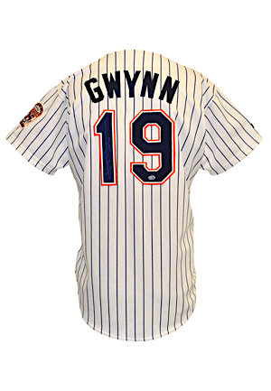 1993 Tony Gwynn San Diego Padres Game-Used & Twice-Autographed Pinstripe Home Jersey (JSA • Bret Boone LOA)