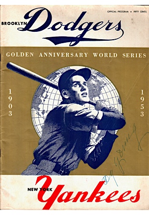 1953 Official World Series Program Autographed By Cy Young (JSA)